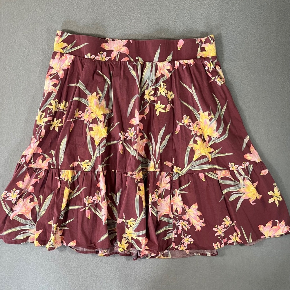 Torrid Floral Lily Tiered midi poplin Skirt Plus Size 3 Smocked Waist Lined - Picture 3 of 9